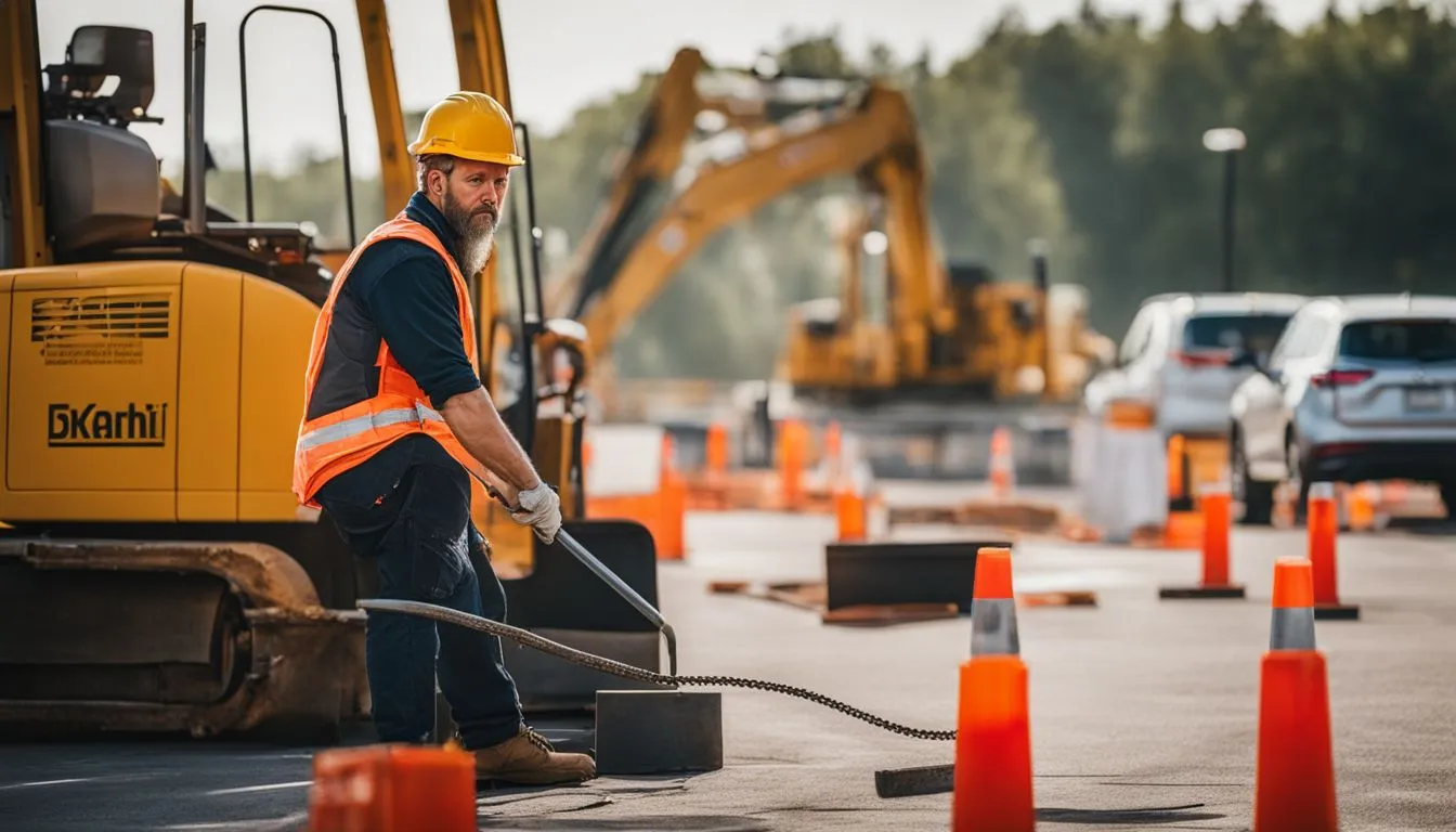 bollard installation processes 247604968