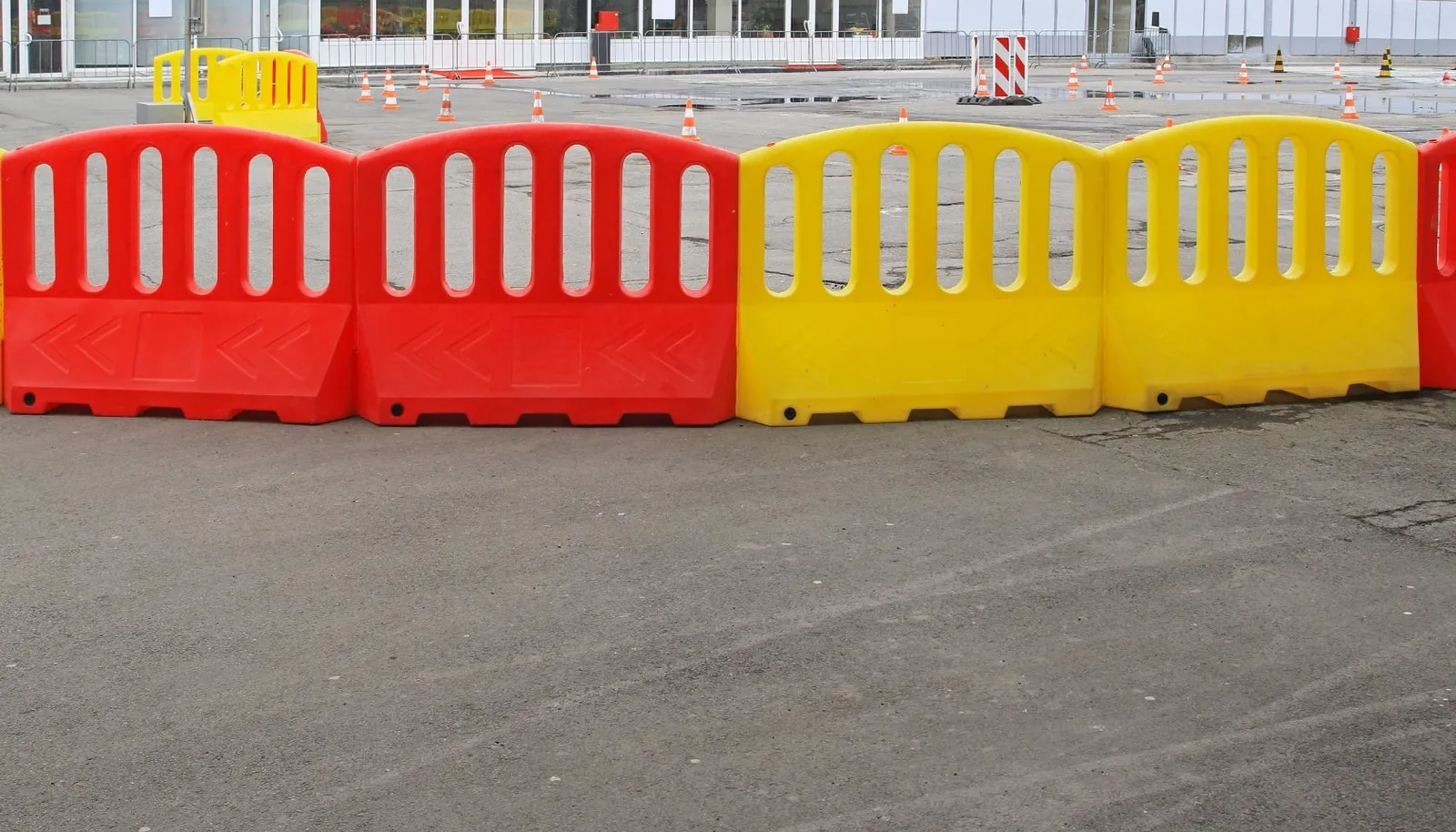 color yellow and orange safety barriers