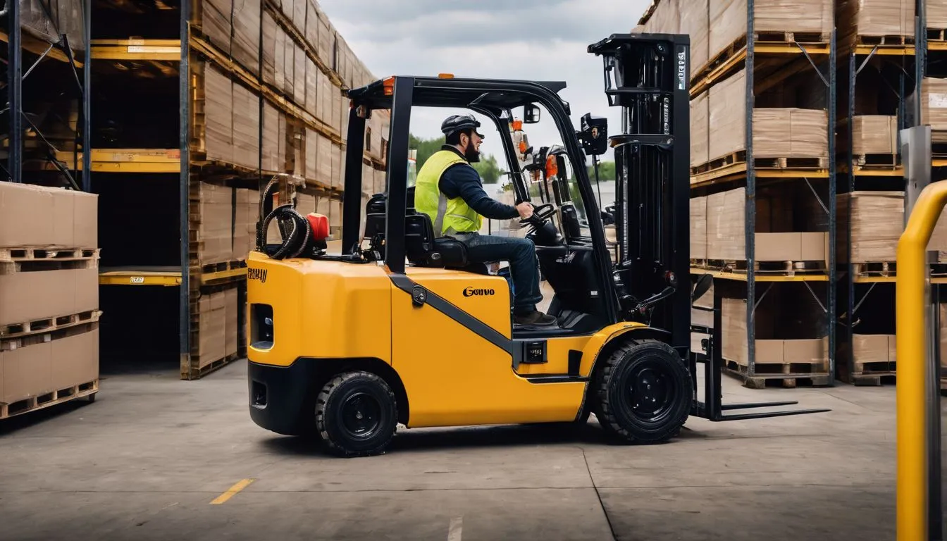 A forklift operator uses smart barriers to safely load cargo.